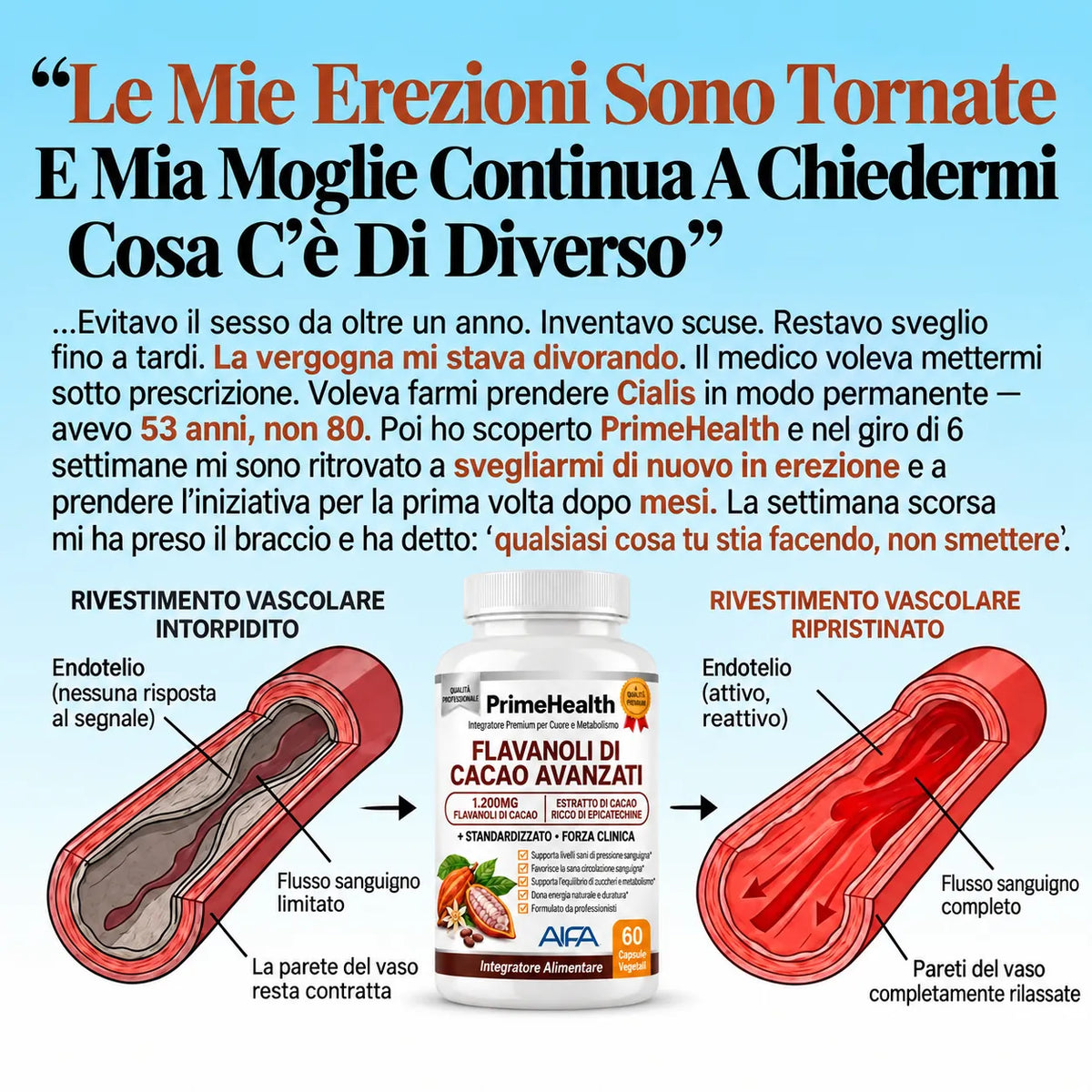 Capsule di Cacao Crudo PrimeHealth per Favorire la Circolazione Sanguigna e la Vitalità Maschile