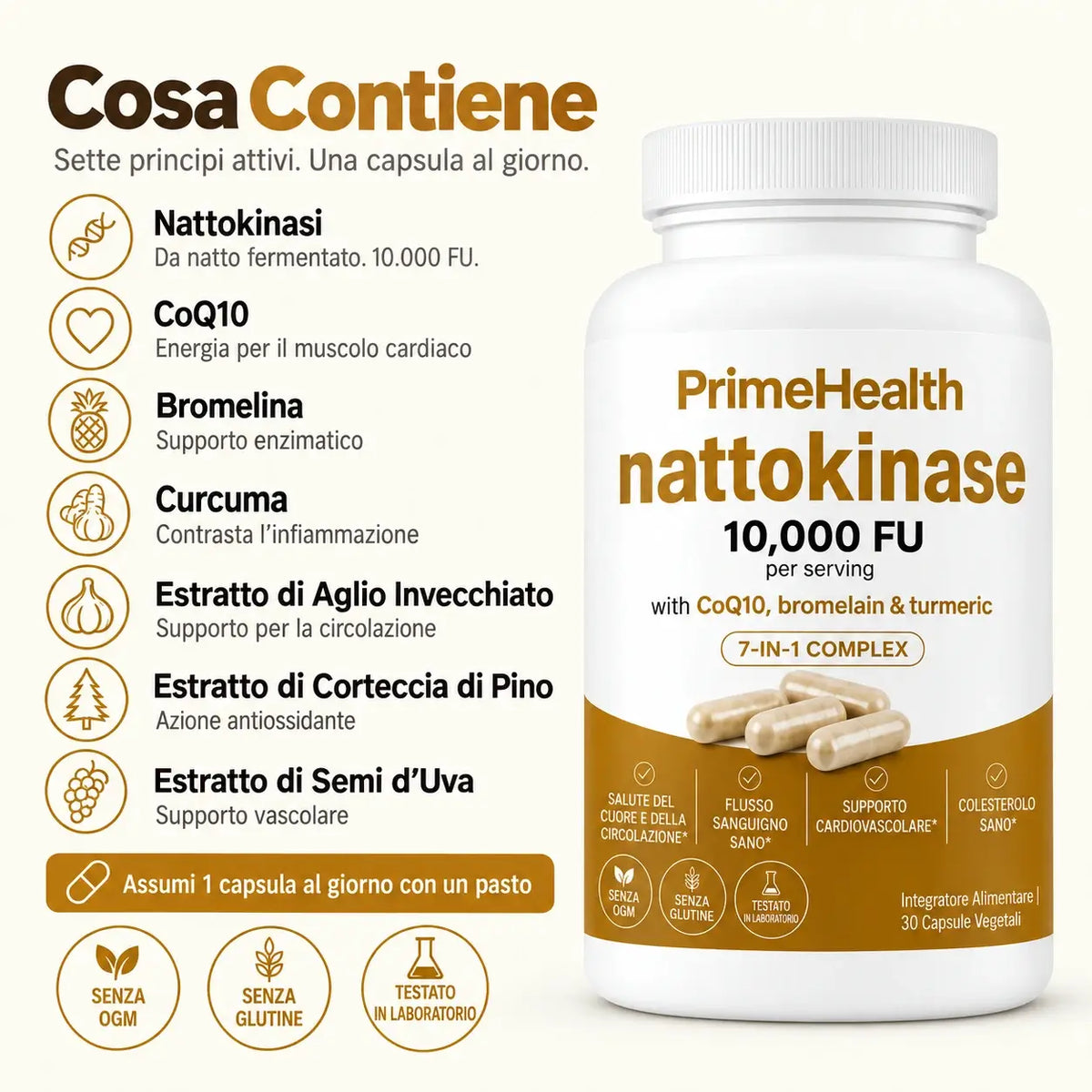Nattokinasi alla massima potenza 10.000 FU — Supporto alla circolazione