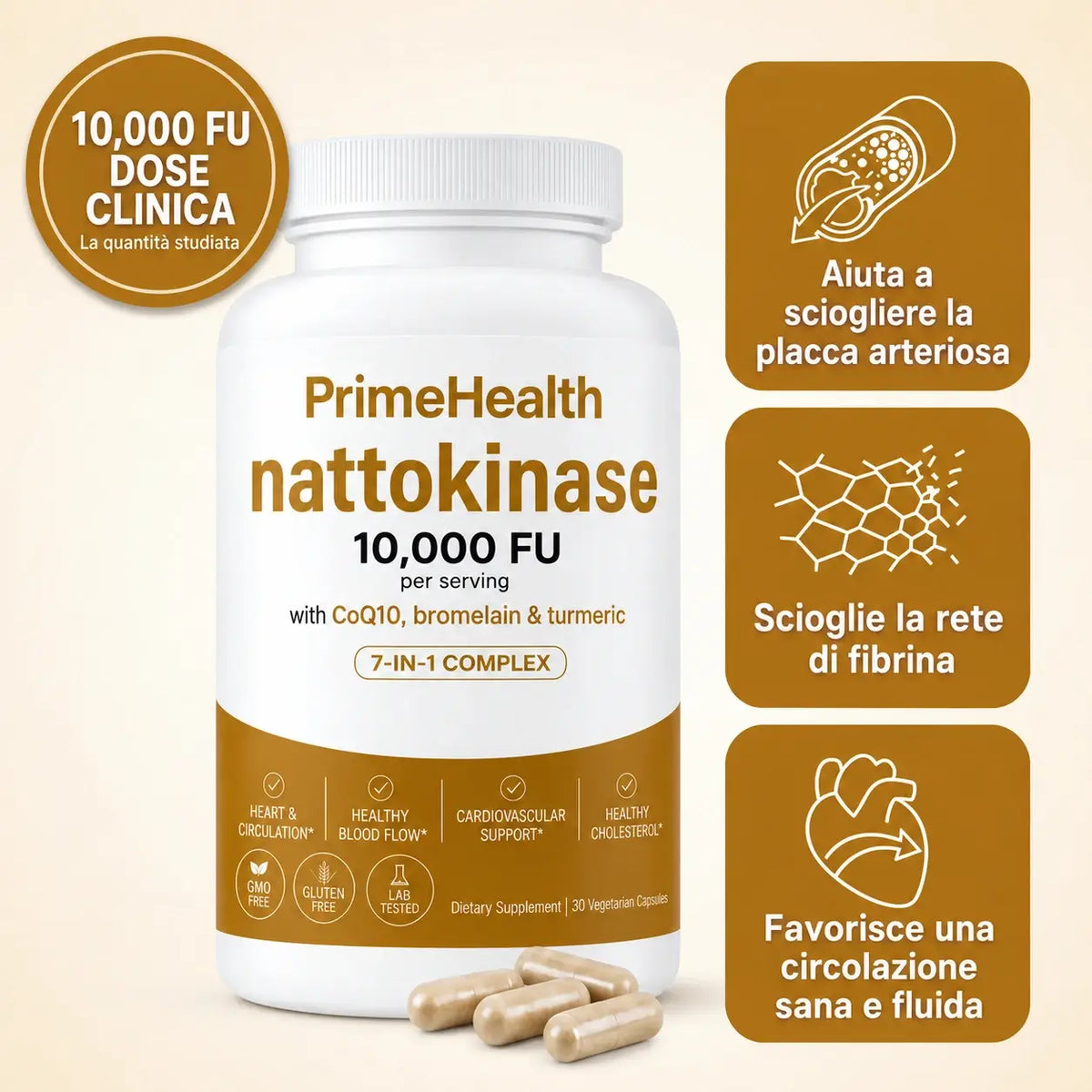 Nattokinasi alla massima potenza 10.000 FU — Supporto alla circolazione