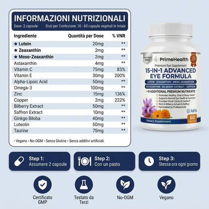 PrimeHealth Formula Avanzata per gli Occhi 15 in 1