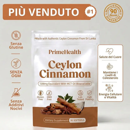 Cannella di Ceylon equivalente a 7200mg con Olio MCT