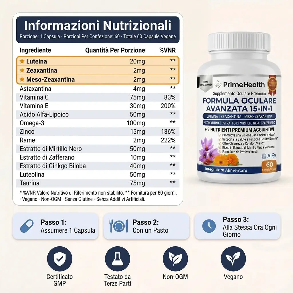 PrimeHealth Formula Avanzata per gli Occhi 15 in 1