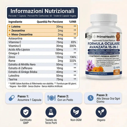 PrimeHealth Formula Avanzata per gli Occhi 15 in 1